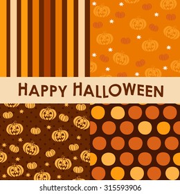 Set of halloween seamless patterns. Vector illustration.