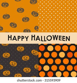 Set of halloween seamless patterns. Vector illustration.