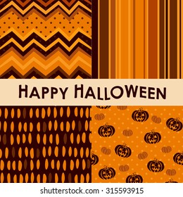 Set of halloween seamless patterns. Vector illustration.