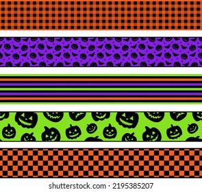 Set Halloween seamless ribbons templates
