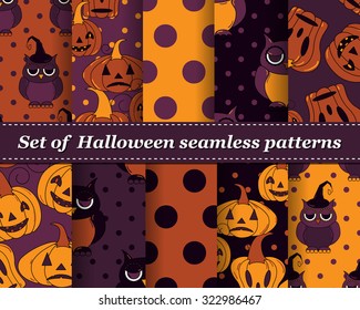 Set of Halloween seamless vector abstract pattern paper for scrapbook. Can be used for wallpaper, pattern fills, web page background, surface textures. Gorgeous abstract background 