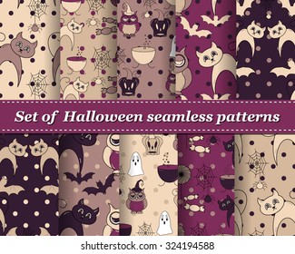 Set of Halloween seamless vector abstract pattern paper for scrapbook. Can be used for wallpaper, pattern fills, web page background, surface textures. Gorgeous abstract background 