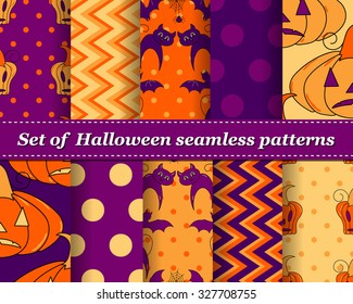 Set of Halloween seamless vector abstract pattern paper for scrapbook. Can be used for wallpaper, pattern fills, web page background, surface textures. Gorgeous abstract background 