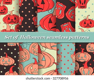 Set of Halloween seamless vector abstract pattern paper for scrapbook. Can be used for wallpaper, pattern fills, web page background, surface textures. Gorgeous abstract background 