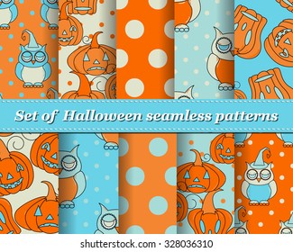 Set of Halloween seamless vector abstract pattern paper for scrapbook. Can be used for wallpaper, pattern fills, web page background, surface textures. Gorgeous abstract background 