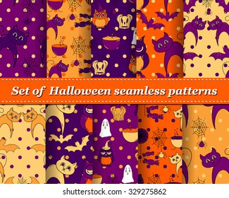 Set of Halloween seamless vector abstract pattern paper for scrapbook. Can be used for wallpaper, pattern fills, web page background, surface textures. Gorgeous abstract background 