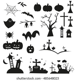 Set of halloween silhouette