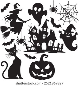 Set of halloween silhouette vector design