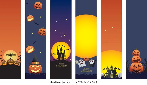 Set of Halloween silhouettes of cute characters. vector illustration
