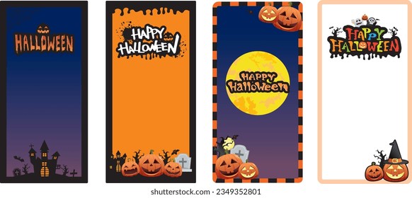 Conjunto de siluetas de Halloween de personajes lindos. ilustración vectorial
