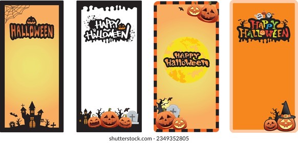 Conjunto de siluetas de Halloween de personajes lindos. ilustración vectorial
