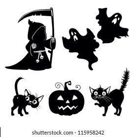 Set halloween silhouettes. Design set of the Halloween elements.