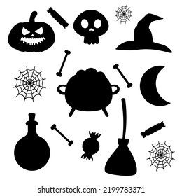 Set of Halloween Silhouettes. Vector illustration