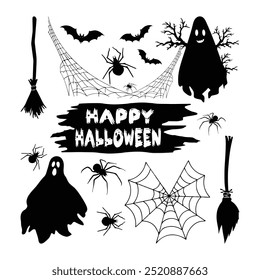 Set of Halloween silhouettes Vector illustration