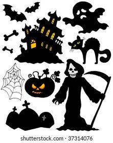 Set of Halloween silhouettes - vector illustration.