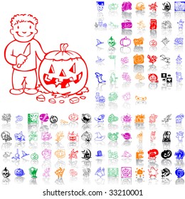 Set of Halloween sketches. Part 2. Isolated groups and layers. Global colors.
