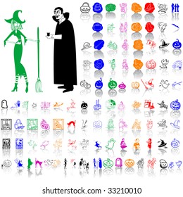 Set of Halloween sketches. Part 5. Isolated groups and layers. Global colors.
