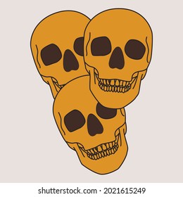 Halloween Skull Dunkler Hintergrund Orange Skull Happy Halloween Poster, Cover, Scrapbooking, Notizblock, Werbung.Vektorgrafik, Illustrator