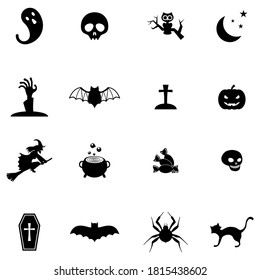 a set of halloween sliluet icons, set of icons to celebrate halloween day,