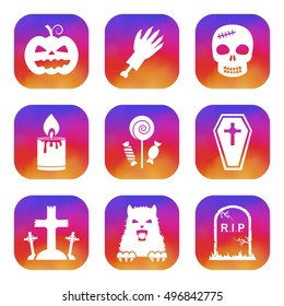 Set of Halloween smooth color gradient icon. Vector illustration.