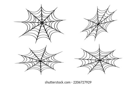 Satz von halloween spider web auf weißem Hintergrund. Outline-Illustrations-Spinnennetze für Halloween-Partydekoration handgezeichnet. Seidenmaschen-Sammlung, Vektor10