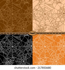 Set of Halloween spider web seamless pattern