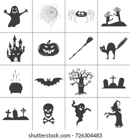 Set of halloween spooky black silhouettes. Vector icons for halloween invitation card or halloween party poster vector.