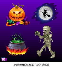 Set of halloween stickers