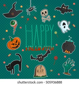 Set with halloween stickers