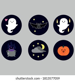 Set of Halloween stickers with ghosts and pumpkins