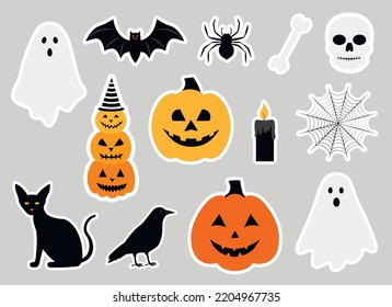 Set Halloween Stickers Printable Vector Illustration Stock Vector ...