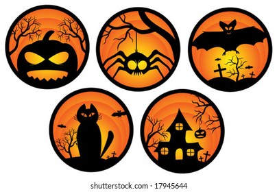 Juego de stickers de Halloween. Vector