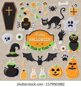 Set of Halloween stickers. Vector illustration for your design