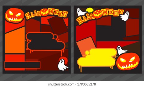 Set of Halloween style : Background vector illustration.
Square size Graphic style.There is a slot for putting product images.
And a balloon for words
Design for halloween festivall work ,banner ,web 