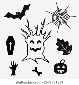Satz von HALLOWEEN Symbolen, Vektordesign-Vorlage