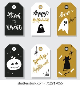 Set of Halloween tags. Vector illustration.