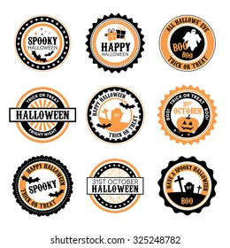 A set of Halloween themed badges