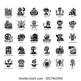 Set of halloween thin line and pixel perfect icons for any web and app project. 