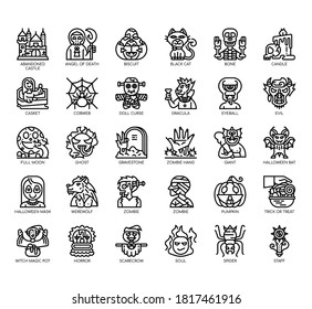 Set of halloween thin line and pixel perfect icons for any web and app project. 