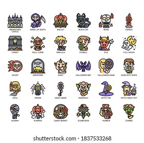 Set of halloween thin line and pixel perfect icons for any web and app project. 