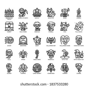 Set of halloween thin line and pixel perfect icons for any web and app project. 