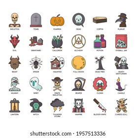 Set of Halloween thin line and pixel perfect icons for any web and app project. 