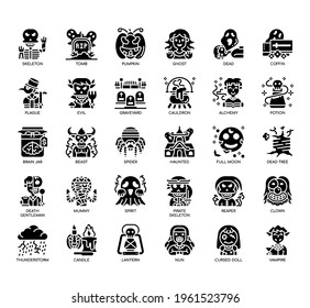 Set of Halloween thin line and pixel perfect icons for any web and app project. 