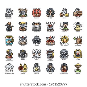 Set of Halloween thin line and pixel perfect icons for any web and app project. 