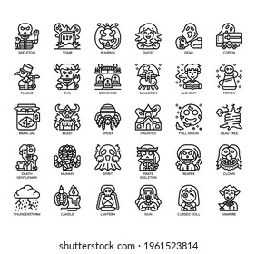 Set of Halloween thin line and pixel perfect icons for any web and app project. 