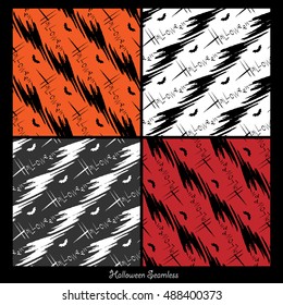 Set of halloween vector backgrounds. Collection of seamless patterns for Halloween eve. Vector illustration. Eps10