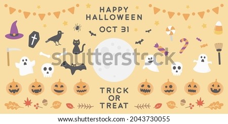 Set of Halloween vector decolation cut.Simple icon and color illust.