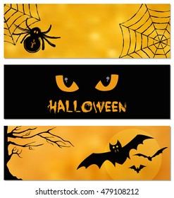 Set of Halloween vector design for website header and banner