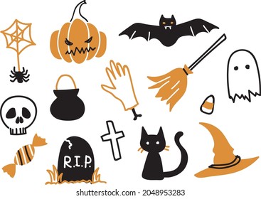 Set of halloween vector doodles