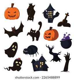 set of halloween vector elements